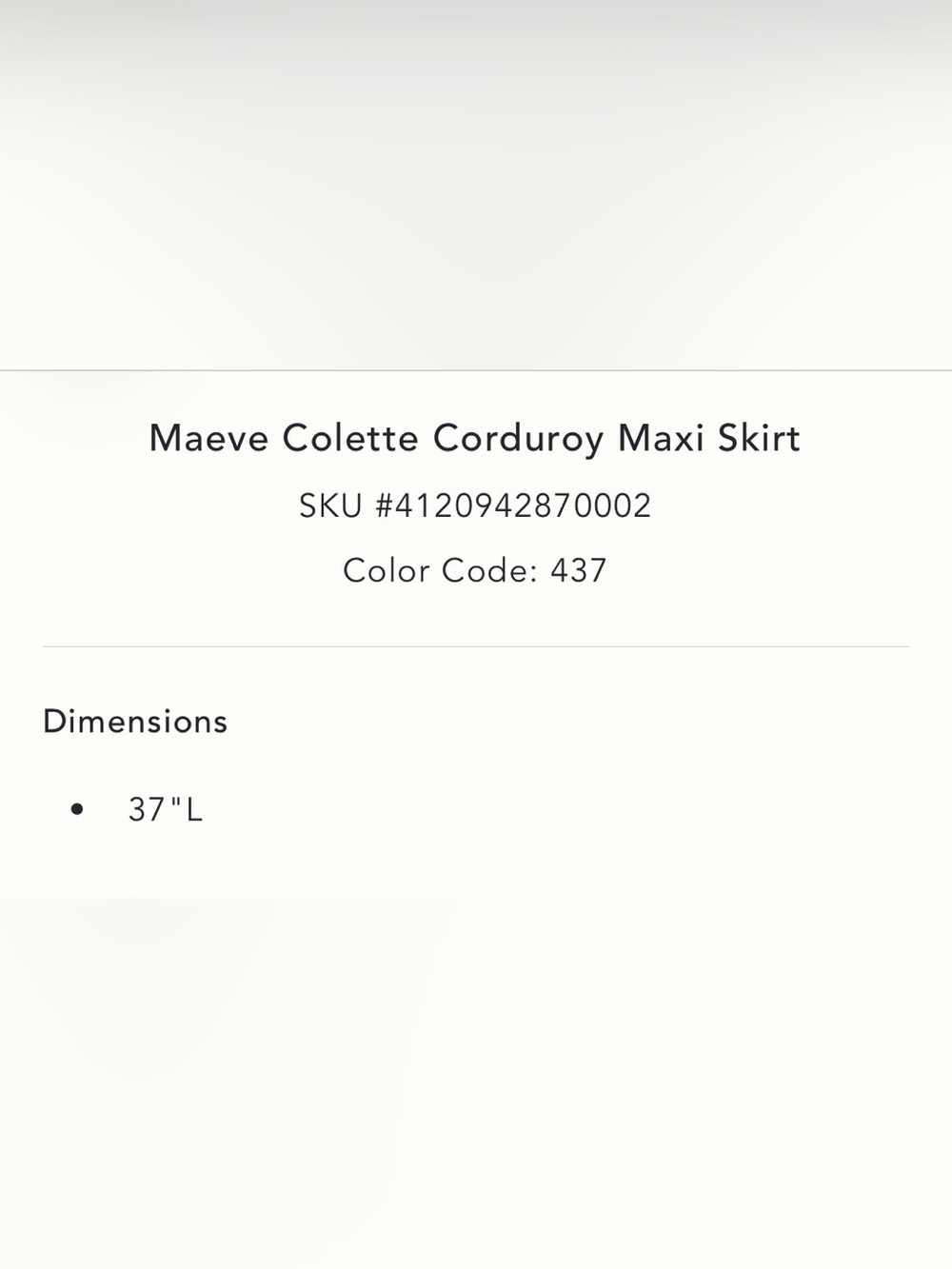 NWT Anthropologie Maeve Colette Maxi Corduroy Skirt size medium - Picture 5 of 5